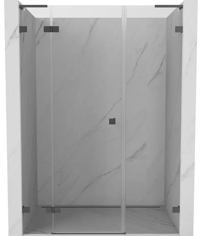 Mexen Lunar L, ľavé otočné sprchové dvere 130 cm, 8mm číre sklo, grafitový profil, 834SL-130-050-95-00-L