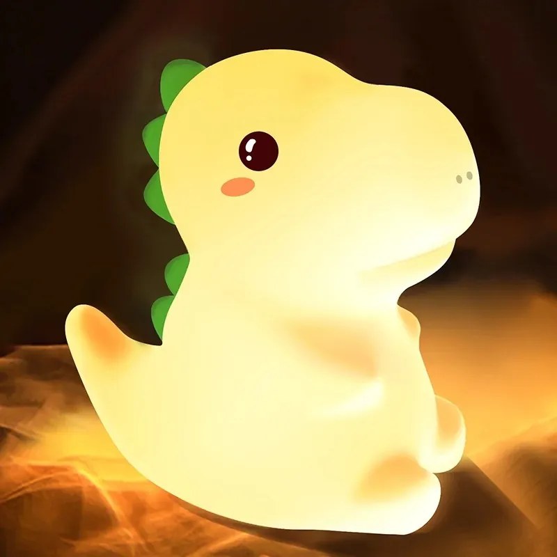 Detská stolná LED lampa Dino biela