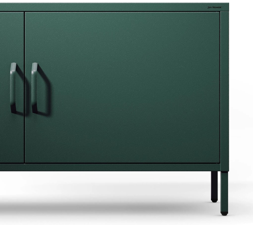 TV skrinka kovová na nožičkách fľaškovo zelená, 1150x595x400 mm: ROSA Modern