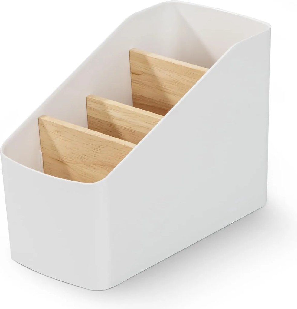 Organizér s bambusovými priehradkami, biely OWELEK, S - 10x17x13