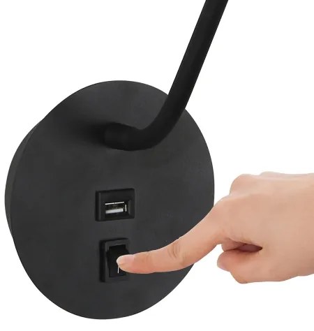 Brilagi - LED Flexibilná nástenná lampa s USB portom MAYA LED/3W/230V čierna