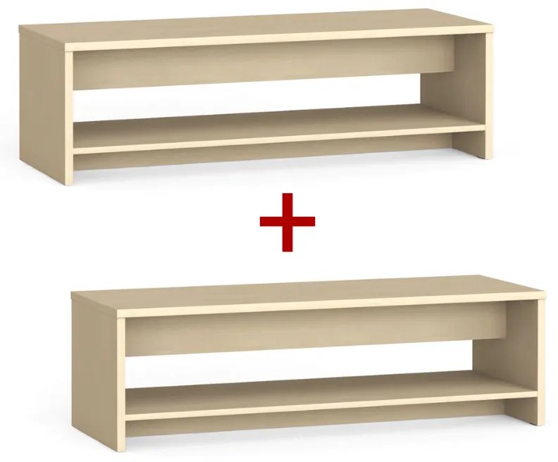 Šatníková lavica s policou na topánky 1+1 ZADARMO, zosilnená, 1500 mm, breza