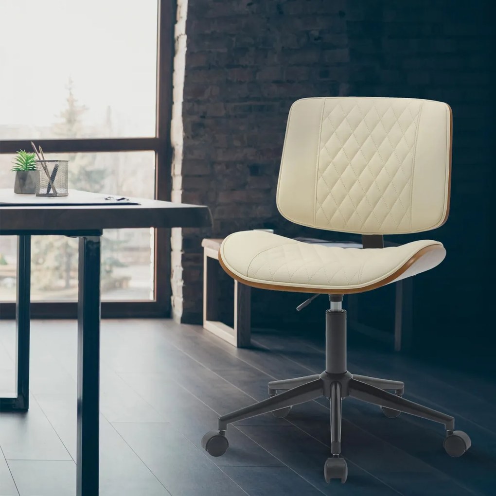 Design-Shop Kancelárska stolička Plover koženka - Orech / Krémová