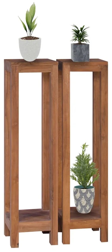 vidaXL Podstavce pod kvetináče 2 ks 25x25x100 cm tíkový masív