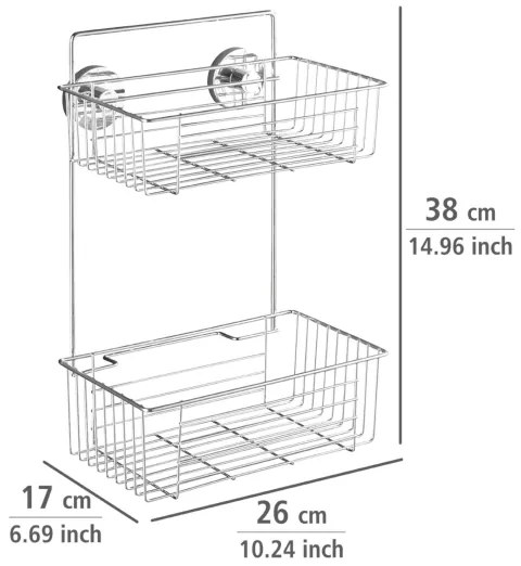 WENKO 20889100-Polica VACUUM-LOC, okrúhla oceľová, 26x38 cm, lesklý chróm