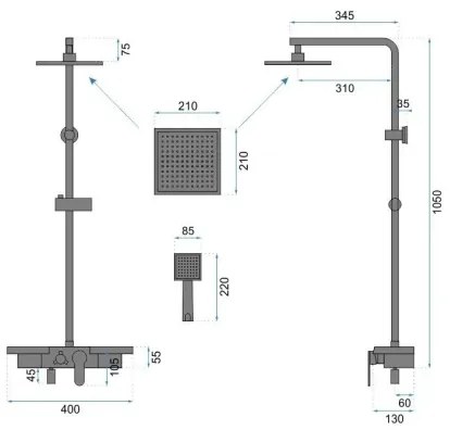 REA-P4121 - Sprchová súprava s batériou BRAVO brúsené zlato