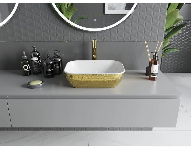 Mexen RITA umývadlo, 45x32 cm, zlatá-biela, 21084554