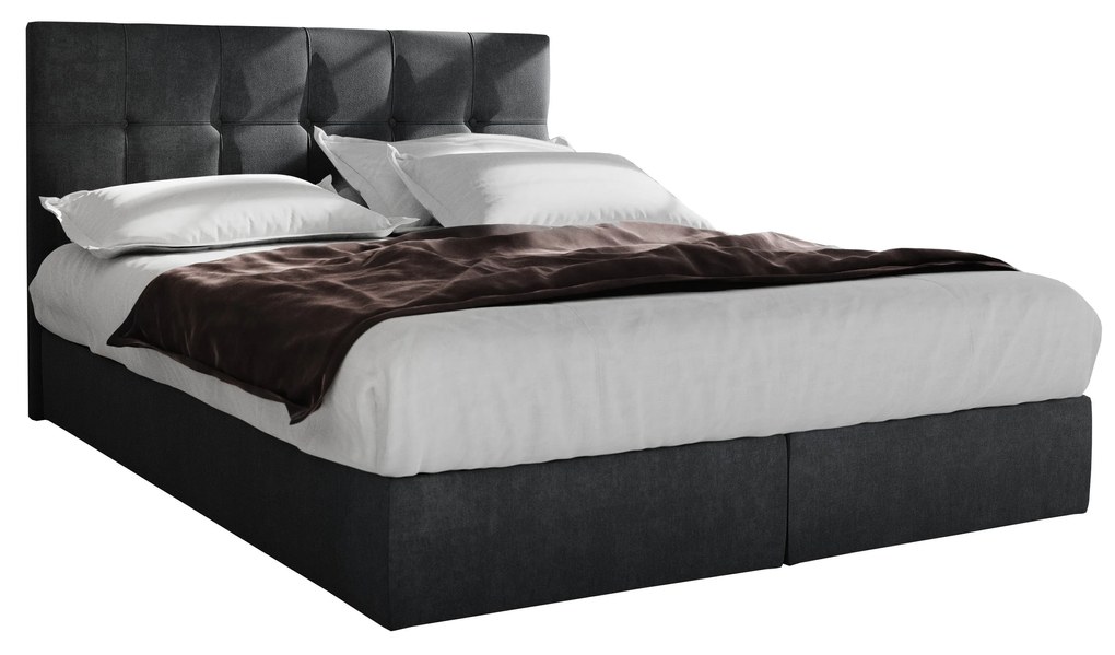 Manželská posteľ Boxspring 140 cm Porto Comfort (čierna) (s matracom a úložným priestorom). Vlastná spoľahlivá doprava až k Vám domov. 1056299
