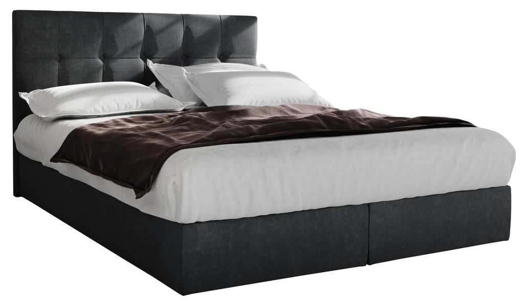 Manželská posteľ Boxspring 180 cm Porto Comfort (čierna) (s matracom a úložným priestorom). Vlastná spoľahlivá doprava až k Vám domov. 1056309