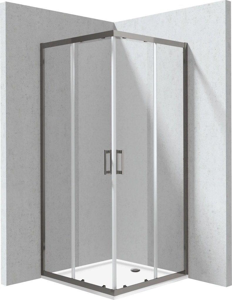 Deante Štvorcový sprchový kút Funkia Evo 80x80 cm - KYCPD088P, titán mat + sprchová vanička biela