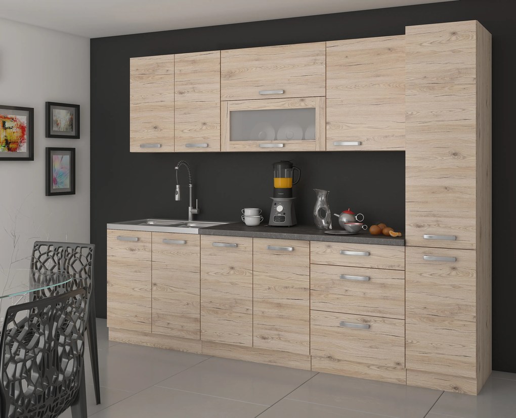 Klasická kuchyňa 260 cm Bordeaux - dub bordeaux