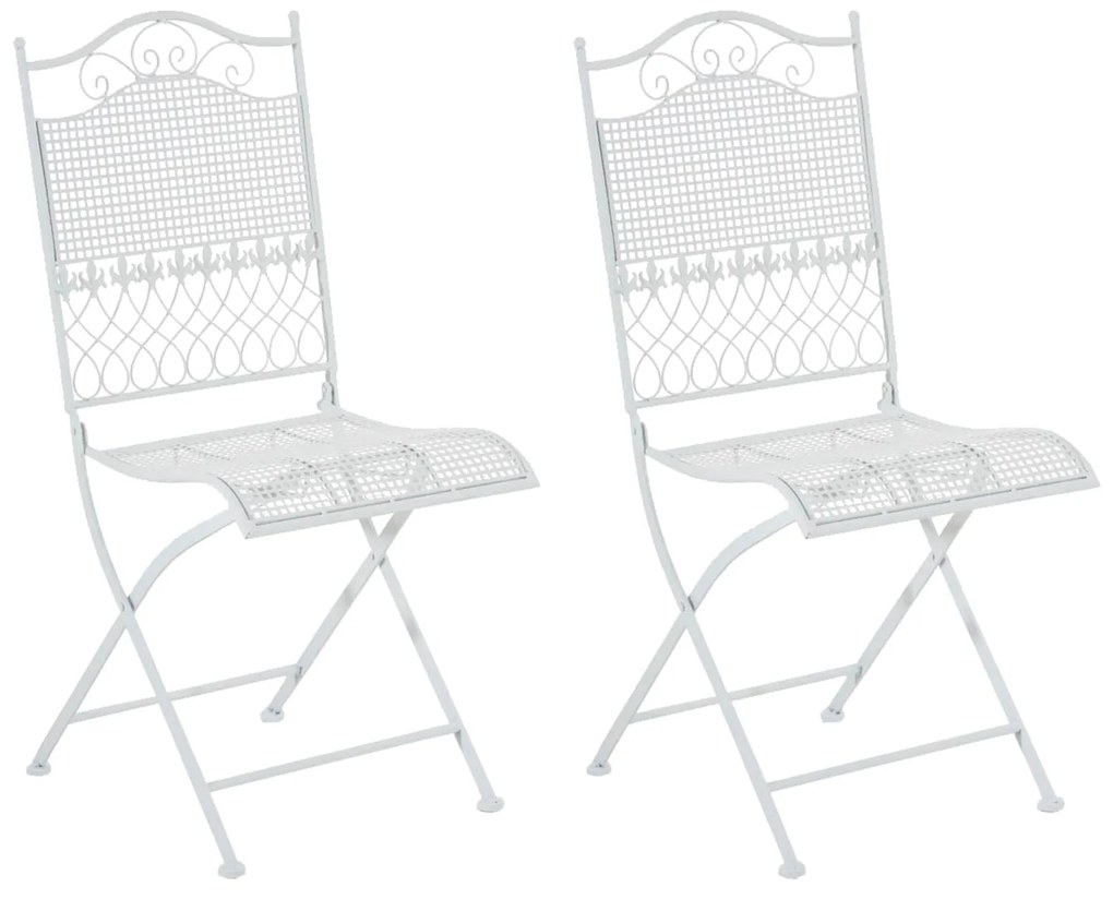 Kovová skladacia stolička Kiran (SET 2 ks) - Biela