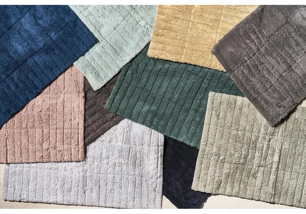 Zelenobéžová bavlnená kúpeľňová predložka Zone Tiles, 80 x 50 cm