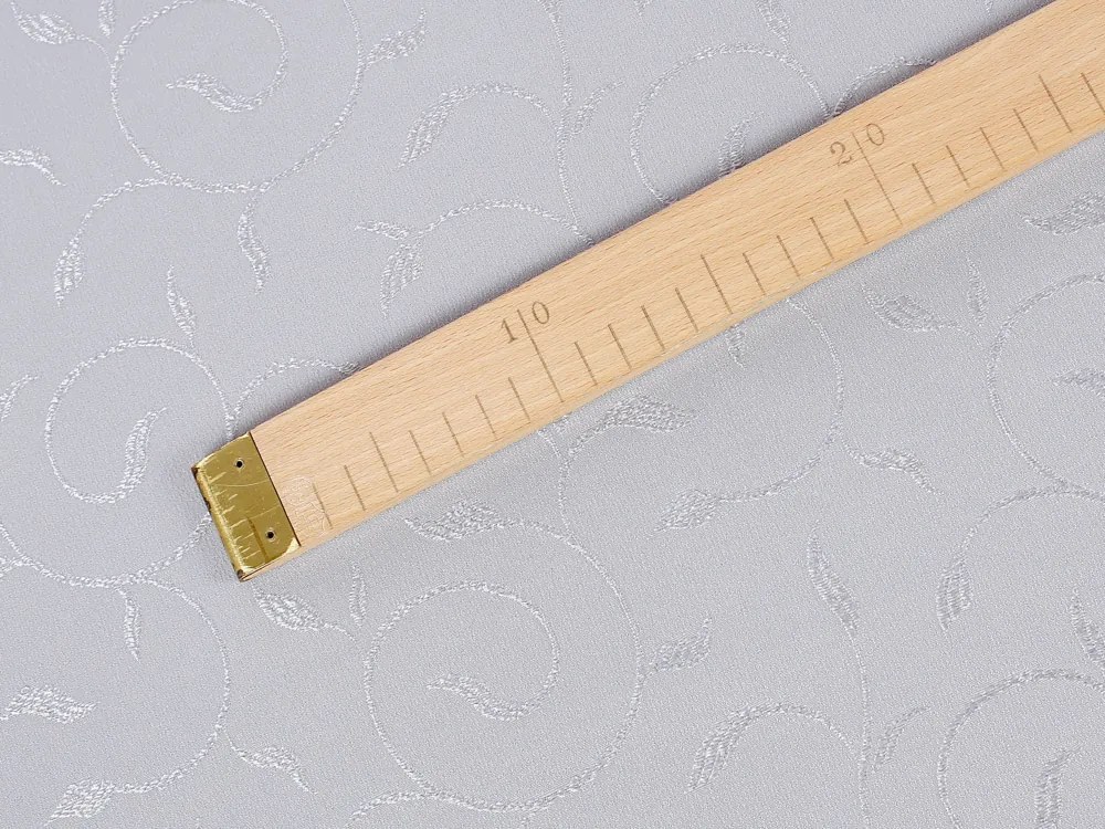 Biante Teflónový behúň na stôl TF-031 Popínavé lístky - svetlo sivý 45x160 cm