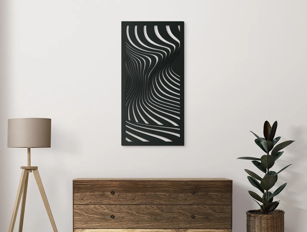drevko Abstraktný obraz z dreva Vlny Rozmer obrazu: 44,5 x 22 cm, Farba dekorácie: Čierna