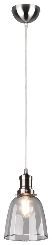 Závesné svietidlo v striebornej farbe so skleneným tienidlom ø 14 cm Vita – Trio