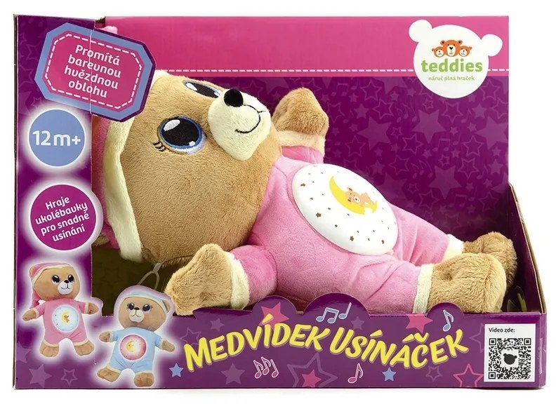 Teddies Plyšový medvedík Uspávačik 32 cm, ružová