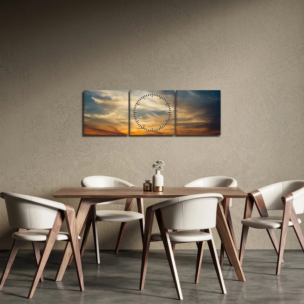 Obraz západu slnka (s hodinami) (90x30 cm)