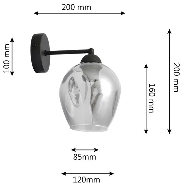 Nástenná lampa LILI 1xE27/15W/230V čierna/šedá