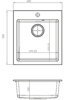 Granitový drez s batériou Cortina 500x450 mm čierny