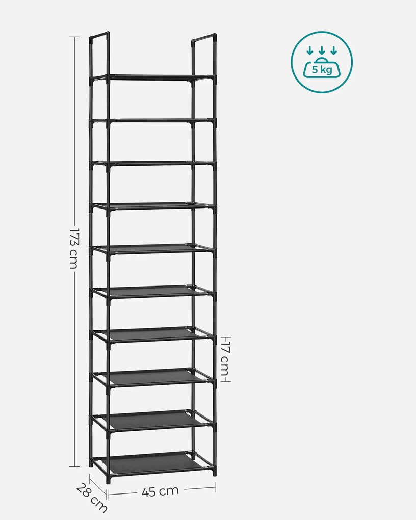 Botník s kovovým rámom ORDEN, čierny