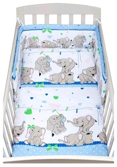 NEW BABY New Baby Slony 3-dielne posteľné obliečky New Baby 100/135 cm modré so sloníky Modrá |