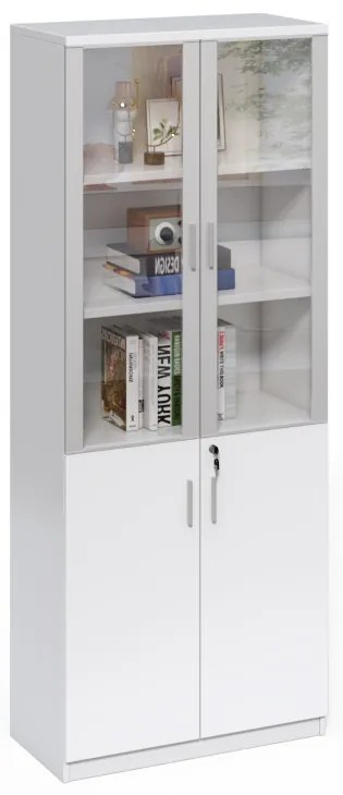 Vysoká kancelárska skriňa Houseland Prime Neo 04 80 cm biela