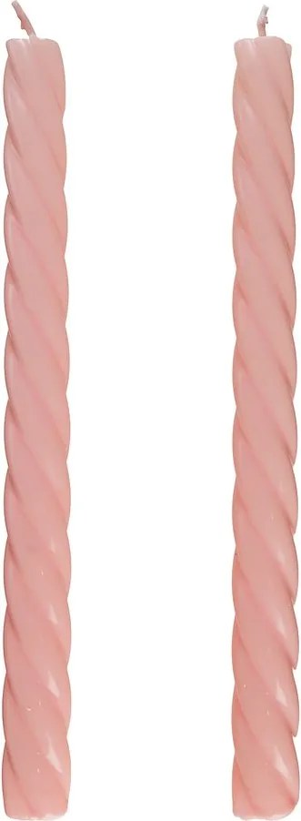 TWISTED Sada lesklých sviečok 2 ks 25,5 cm - sv. ružová