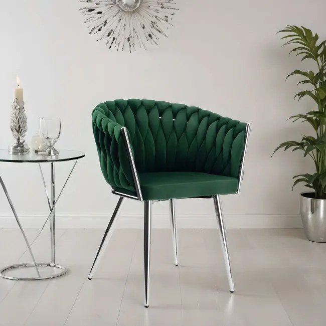 Jedálenská stolička COFTON VELVET tmavozelená