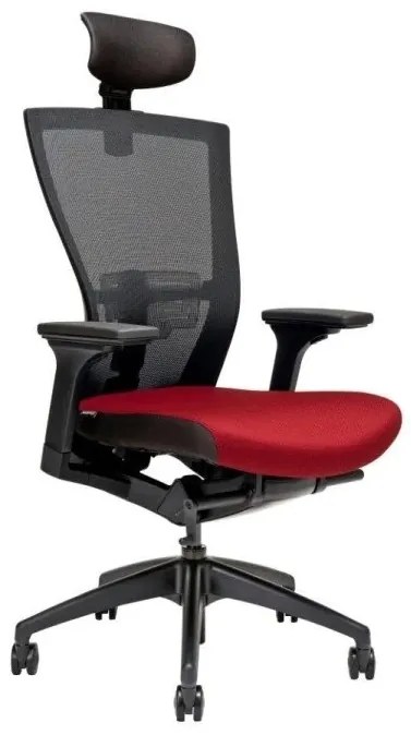 Kancelárska ergonomická stolička MERENS — látka, čierna / viac farieb Červená