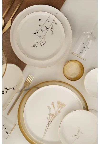 Jedálenská súprava 27 ks biela/zlatá/porcelán