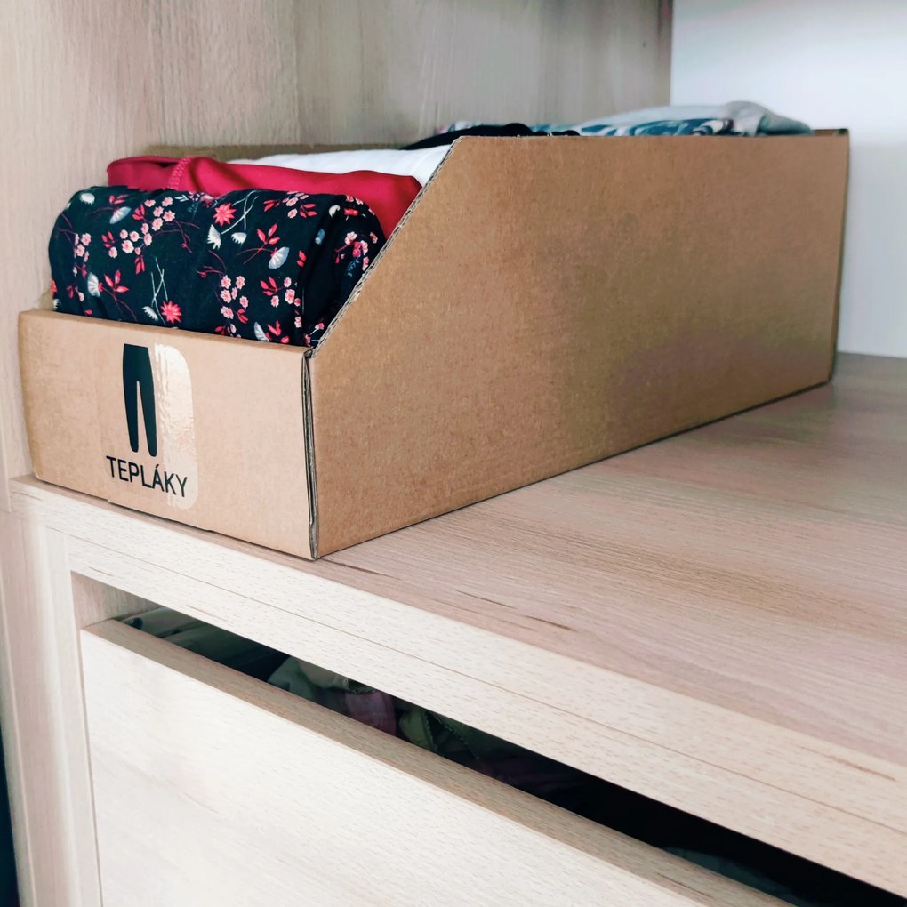 Úložné boxy na oblečenie, organizéry do skrine EKO KARTON 20x47 cm