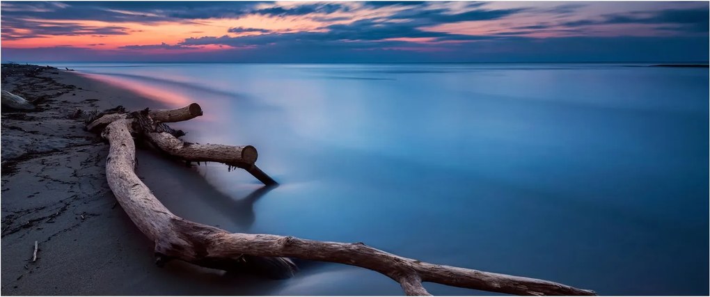 Obraz pláže pri západe slnka (120x50 cm)
