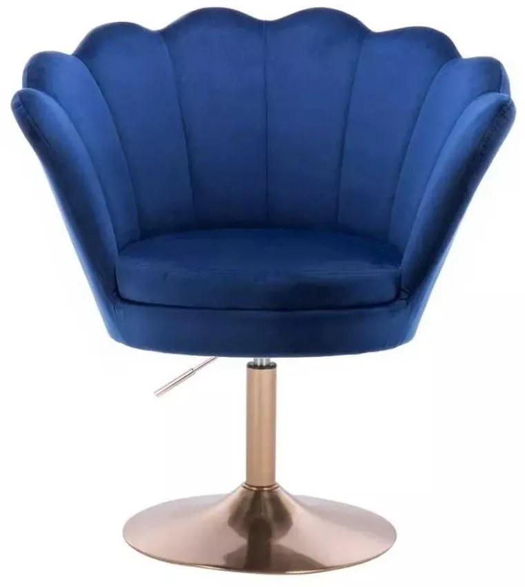 LuxuryForm DESIGN Kreslo FREY VELUR na zlatom tanieri - modré
