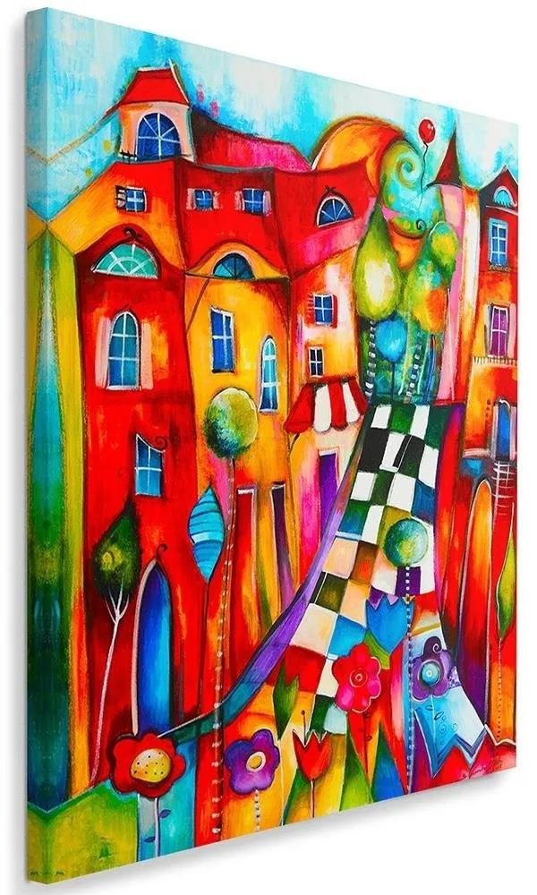 Obraz na plátně Abstraktní barevné město - 60x90 cm