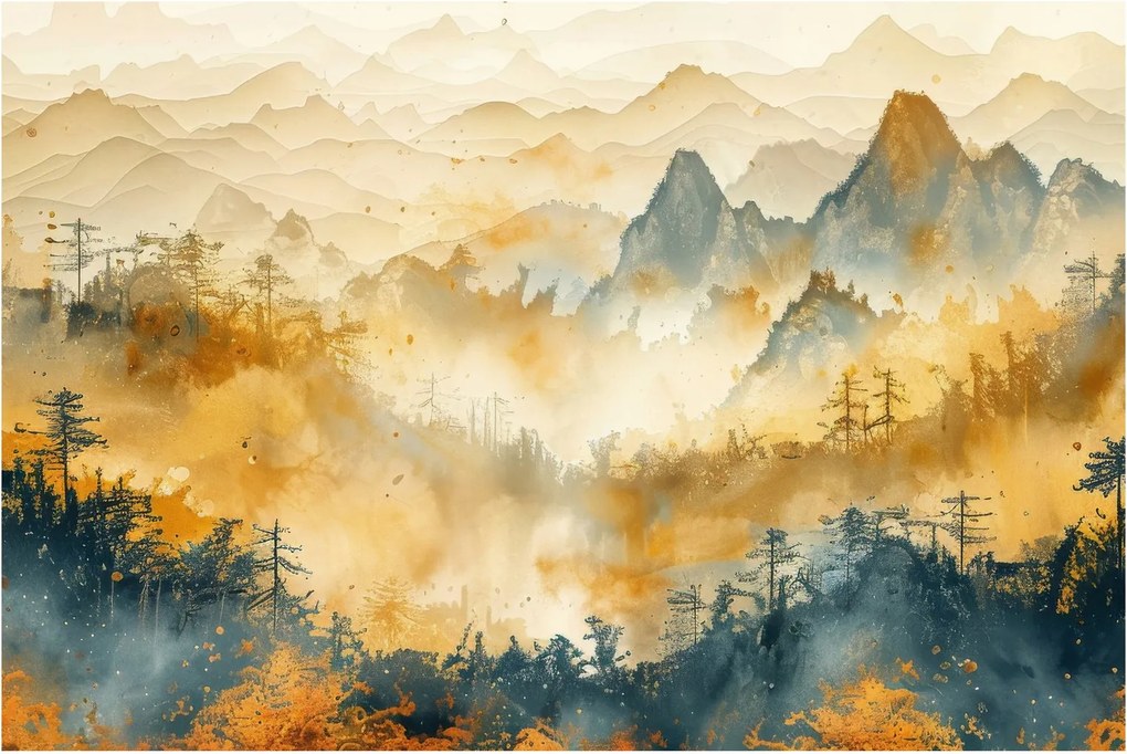 Obraz - Pohorie, akvarel (90x60 cm)