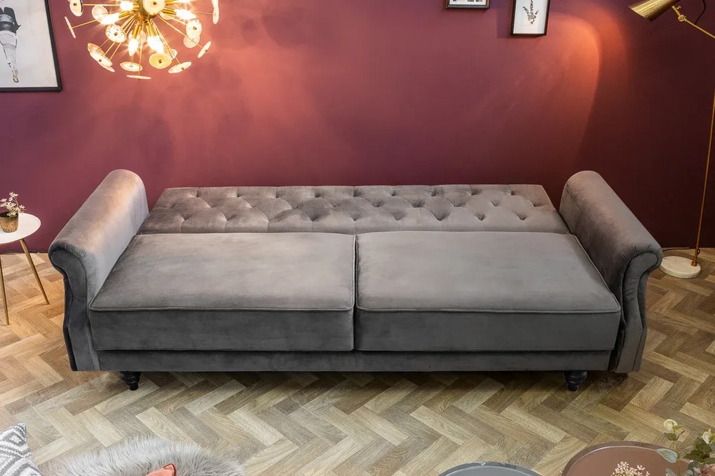 Rozkladacia pohovka MAISON 220 cm – zamatovo šedá