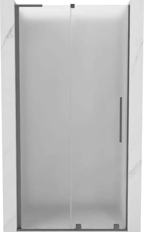 Mexen Velar L, posuvné sprchové dvere do otvoru 110 cm, 8mm sklo námraza, brúsený grafit, 871-110-003-31-95