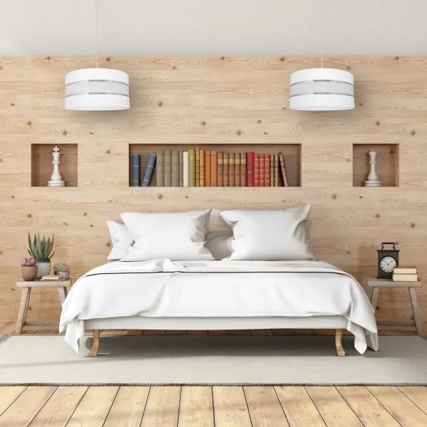 Luster na lanku HELEN 1xE27/15W/230V pr. 40 cm biela