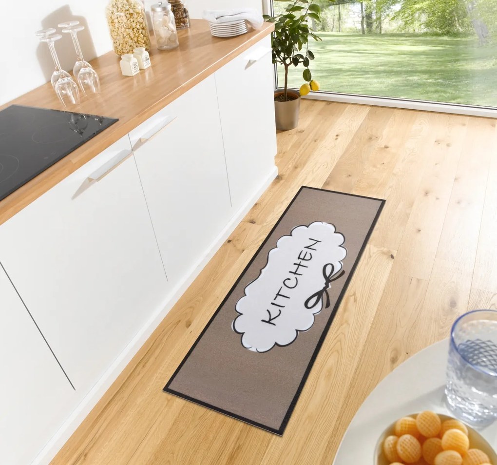 Hanse Home, Koberec behúň Cook & Clean 105728 Brown White Black, 50x150, hnedá, kuchyňa