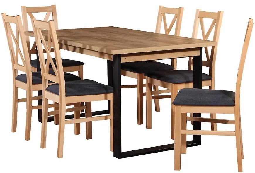 Jedálenská zostava Pandora 1+6 čierna/buk