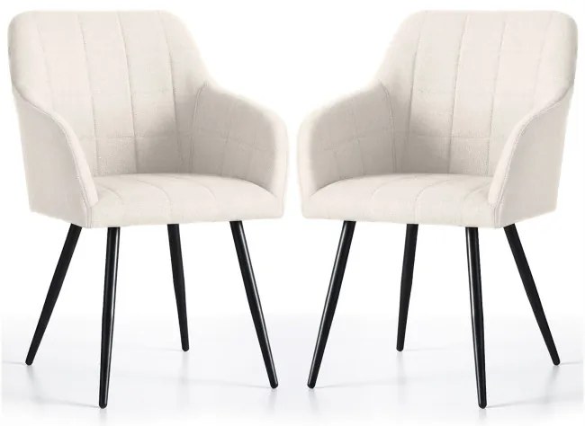 Sada dvoch jedálenských stoličiek LUXANO krémové / čierne nohy (2 ks)