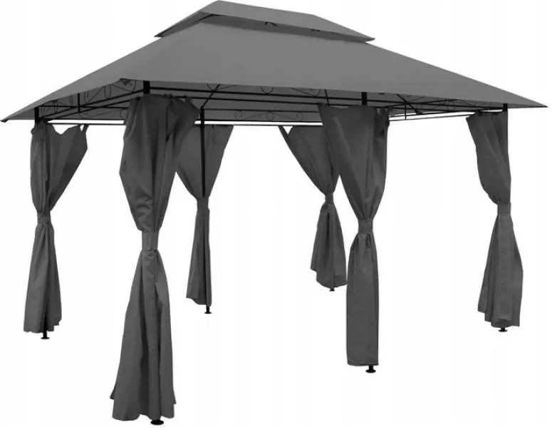 Stabilný záhradný pavilón 3 x 4 m sivá