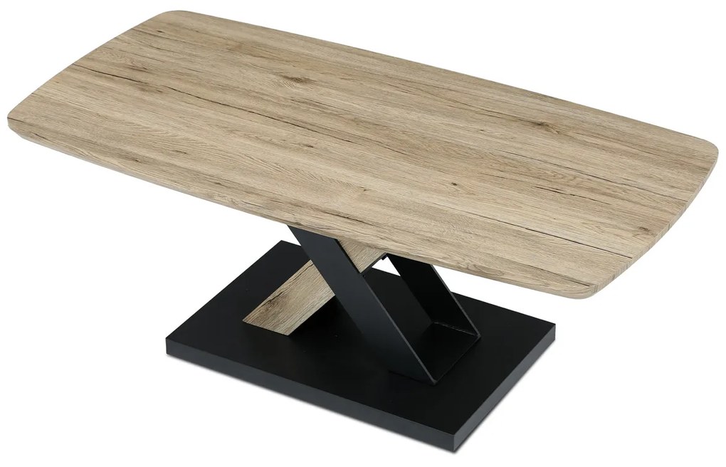 Autronic - Stůl konferenční 120x60, MDF deska, 3D dekor dub san remo, kovové nohy, černý lak. - CT-W1570 SRE AKCE