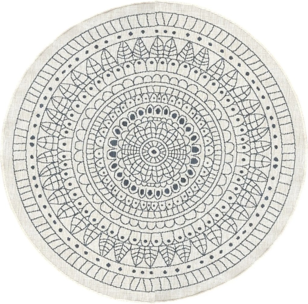 Hanse Home, Kusový koberec Twin-Wendeteppiche 103143 creme grau – na von aj na doma, 140x140 (priemer) kruh, šedá, chodba / predsieň