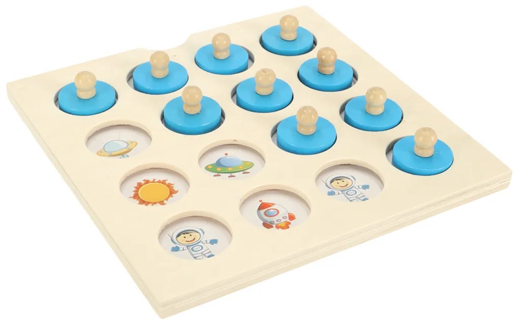 KIK Dřevěná desková hra puzzle paměť + 4 karty
