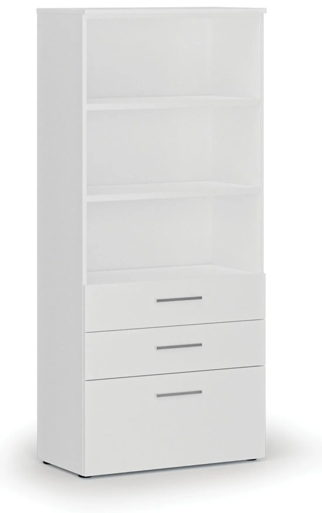 Kancelárska skriňa s kombinovanými zásuvkami PRIMO WHITE, 800 x 420 x 1781 mm, biela