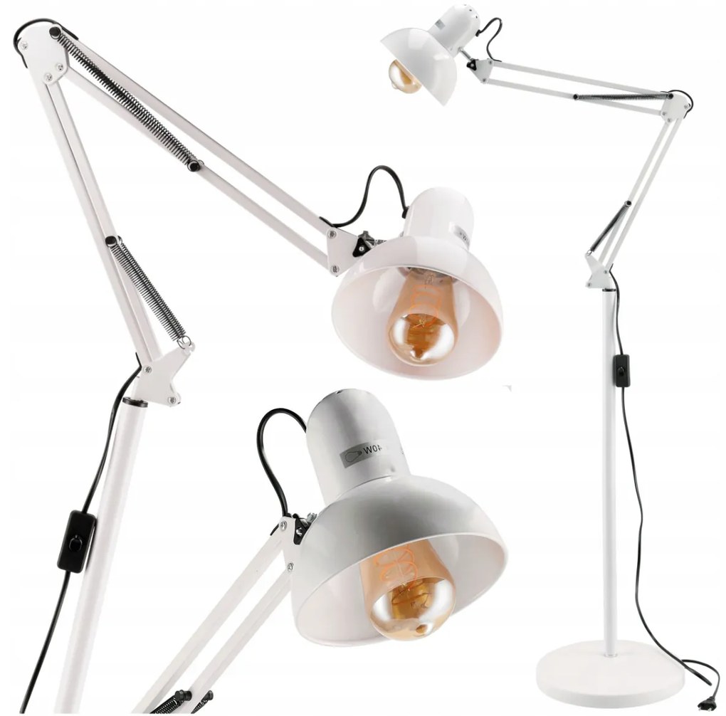 BERGE LED stojacia lampa 1xE27 185cm biela