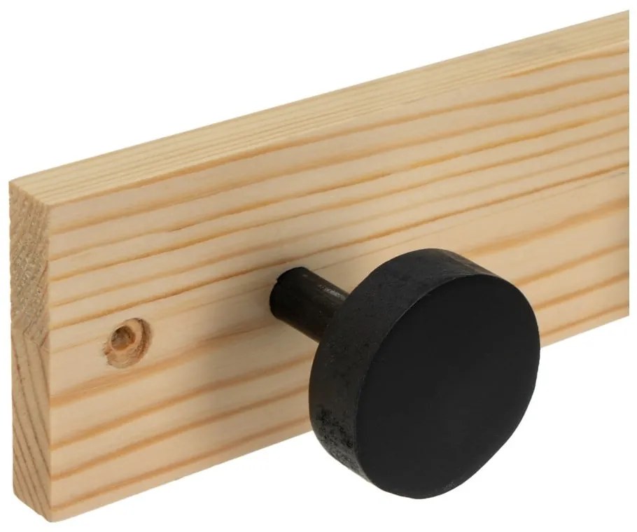 Čierny/v prírodnej farbe nástenný vešiak z borovicového dreva 40 cm Anillos – Casa Selección