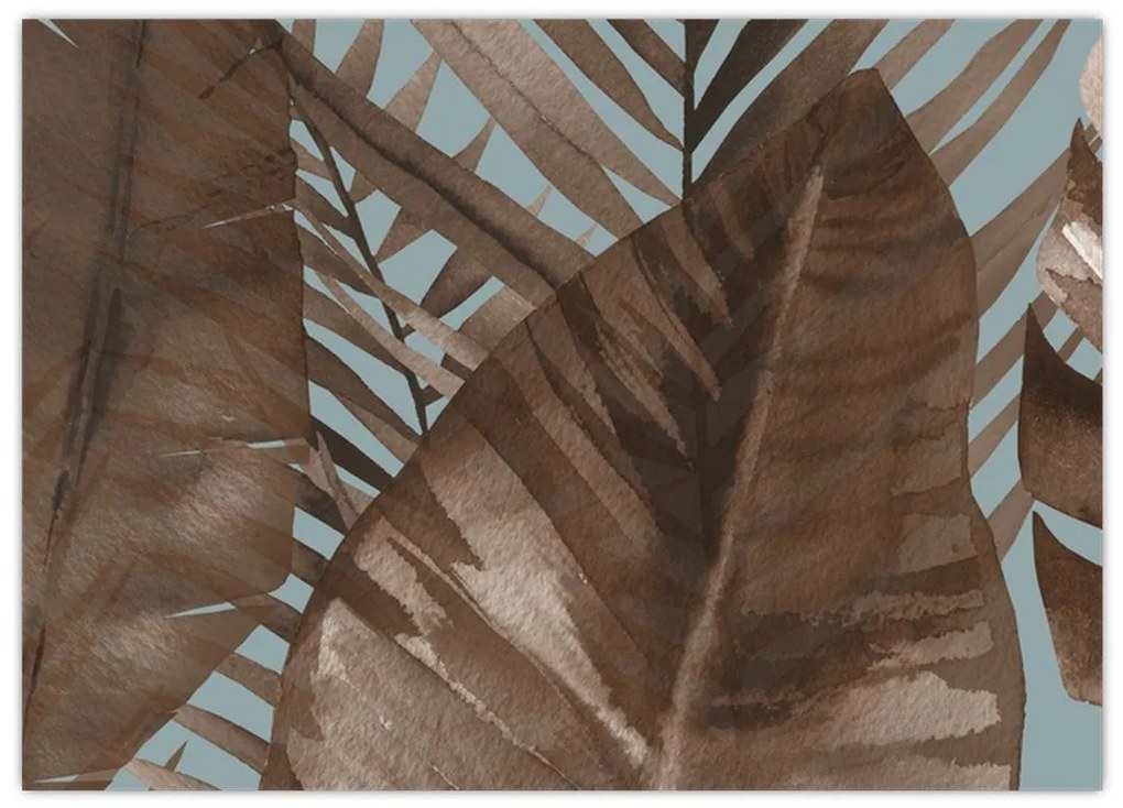 Sklenený obraz - Palmové listy, Aquarel (70x50 cm)